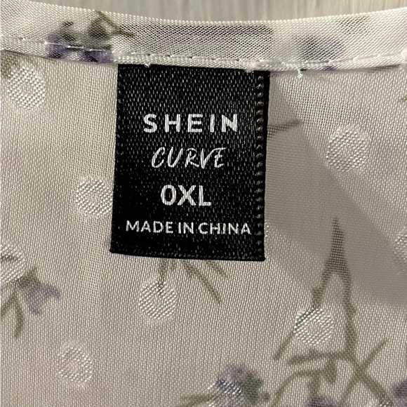 SHEIN White Sheer Floral Kimono with Lavender Accents Size XL - Picture 2 of 4